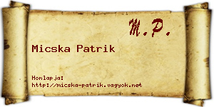Micska Patrik névjegykártya